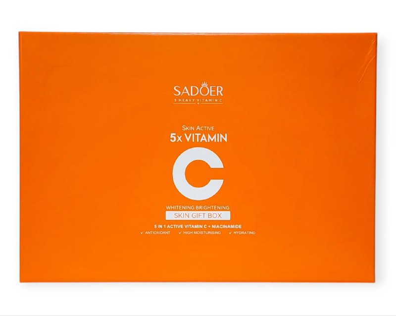 SET DE CUIDADO FACIAL ANTIOXIDANTE, ACLARADOR E HIDRATANTE DE VITAMINA C Y NIACINAMIDA SADOER 6PCS