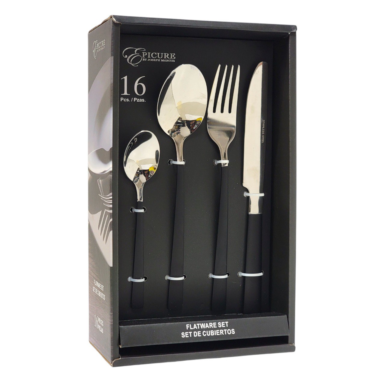 SET DE CUBIERTOS TENEDORES DE ACERO INOXIDABLE NEGRO EPICURE 16PCS