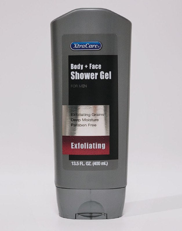 GEL DE DUCHA Y FACIAL EXFOLIANTE PARA HOMBRES, DISEÑADO PARA CUERPO Y CARA, CONTIENE GRANOS EXFOLIANTES, EFECTO DE HIDRATACION PROFUNDA XTRACARE 400ML
