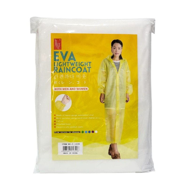 CAPOTE FORRO PARA LLUVIA IMPERMEABLE PARA ADULTOS, LIGERO Y FACIL DE LLEVAR, 5 COLORES EVA LIGHTWEIGHT RAINCOAT