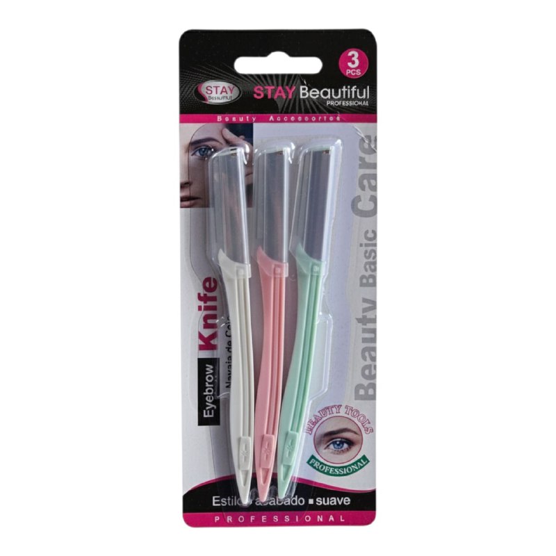 NAVAJAS AFEITADORAS PARA CEJAS EN SET DE 3 PIEZAS STAY BEUTIFUL