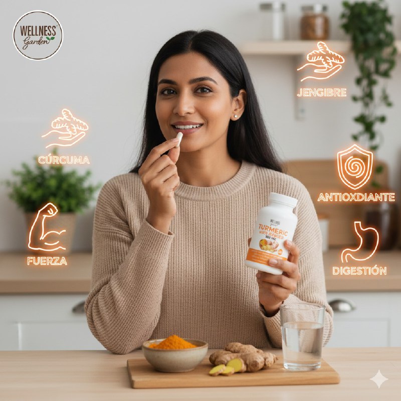 VITAMINAS EN CAPSULAS DE CURCUMA CON JENGIBRE ANTIOXIDANTE WELLNESS 90UND