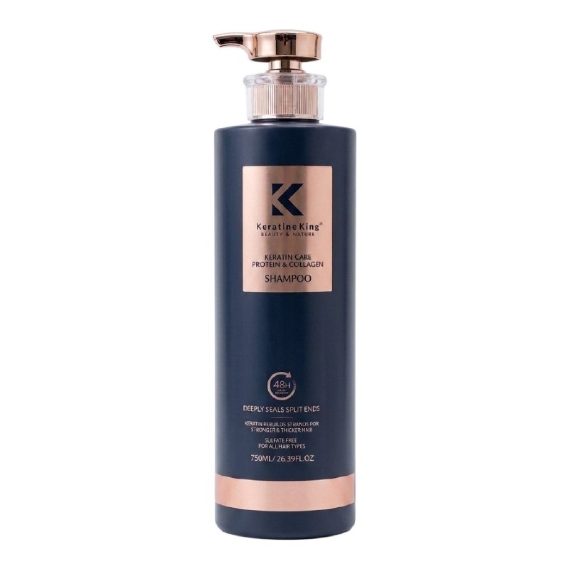 SHAMPOO DE PROTEINA Y COLAGENO DE LIMPIEZA PROFUNDA FORTALECEDORA KERATINE KING 750ML