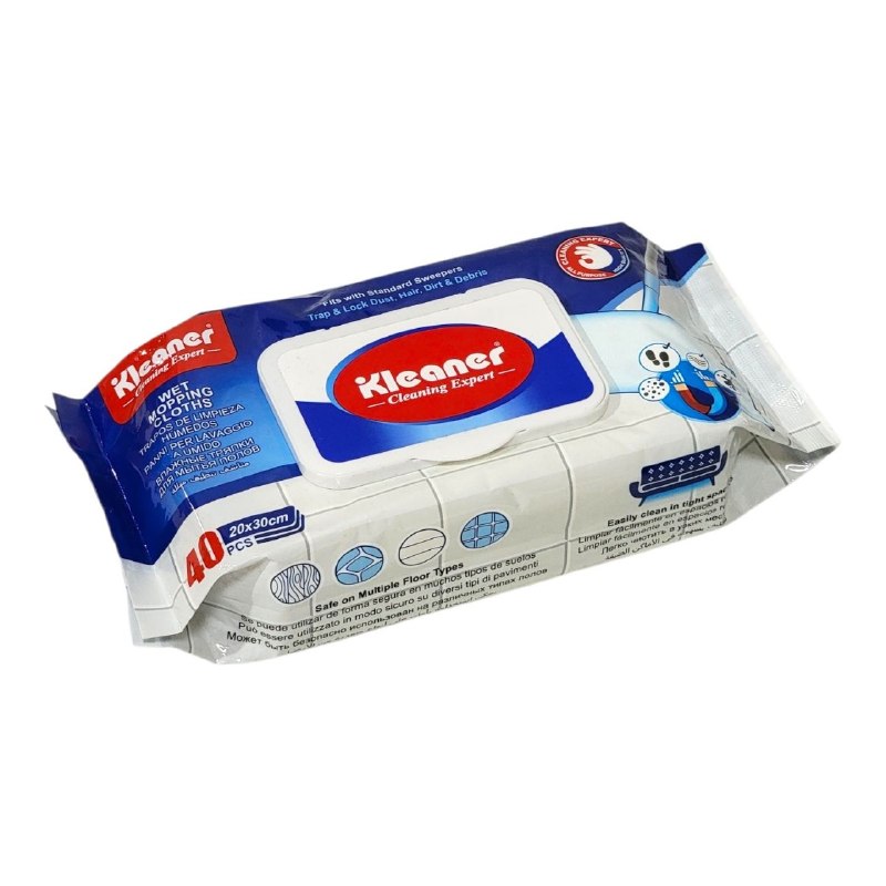 TOALLITAS HUMEDAS PARA PISOS ATRAPAR POLVO Y SUCIEDAD KLEANER 40 PAÑOS