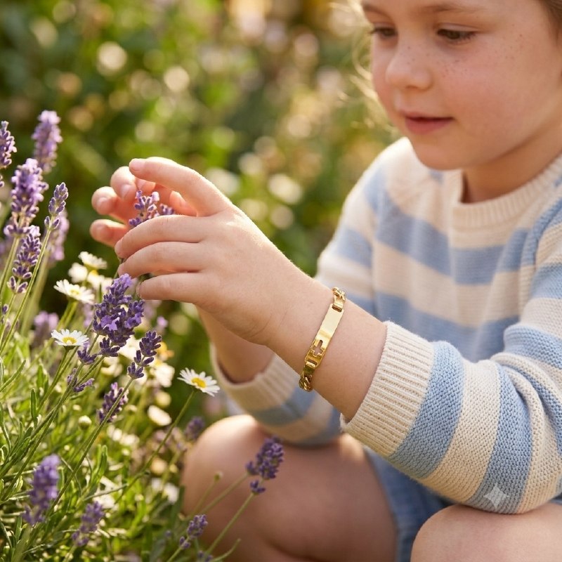 PULSERA DE ENCHAPE PARA NIÑO CON DISEÑO DE CRUZ 4CM