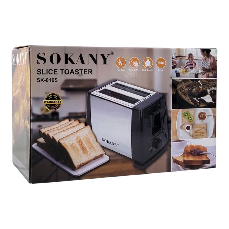 MAQUINA TOSTADORA DE PAN, REBANADAS DE ALTA CALIDAD, 700W FUERZA, FACIL DE USAR SK-016S SOKANY