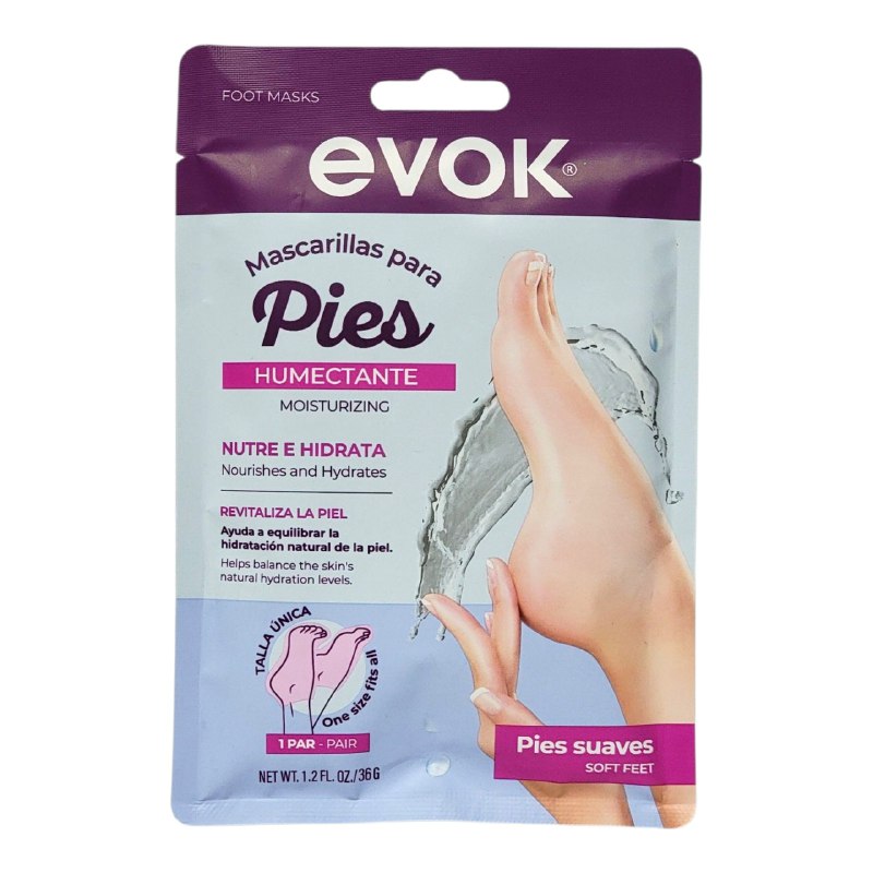 MASCARILLA PARA PIES HUMECTANTE E HIDRATANTE EVOK 1 PAR TALLA UNICA