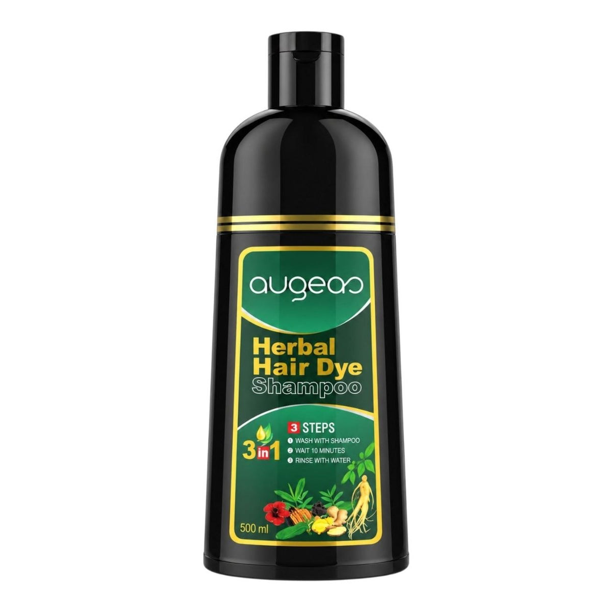 SHAMPOO TINTE PARA EL CABELLO 3 EN 1 AUGEAS COLOR ROJO VINO HERBAL HAIR 500ML