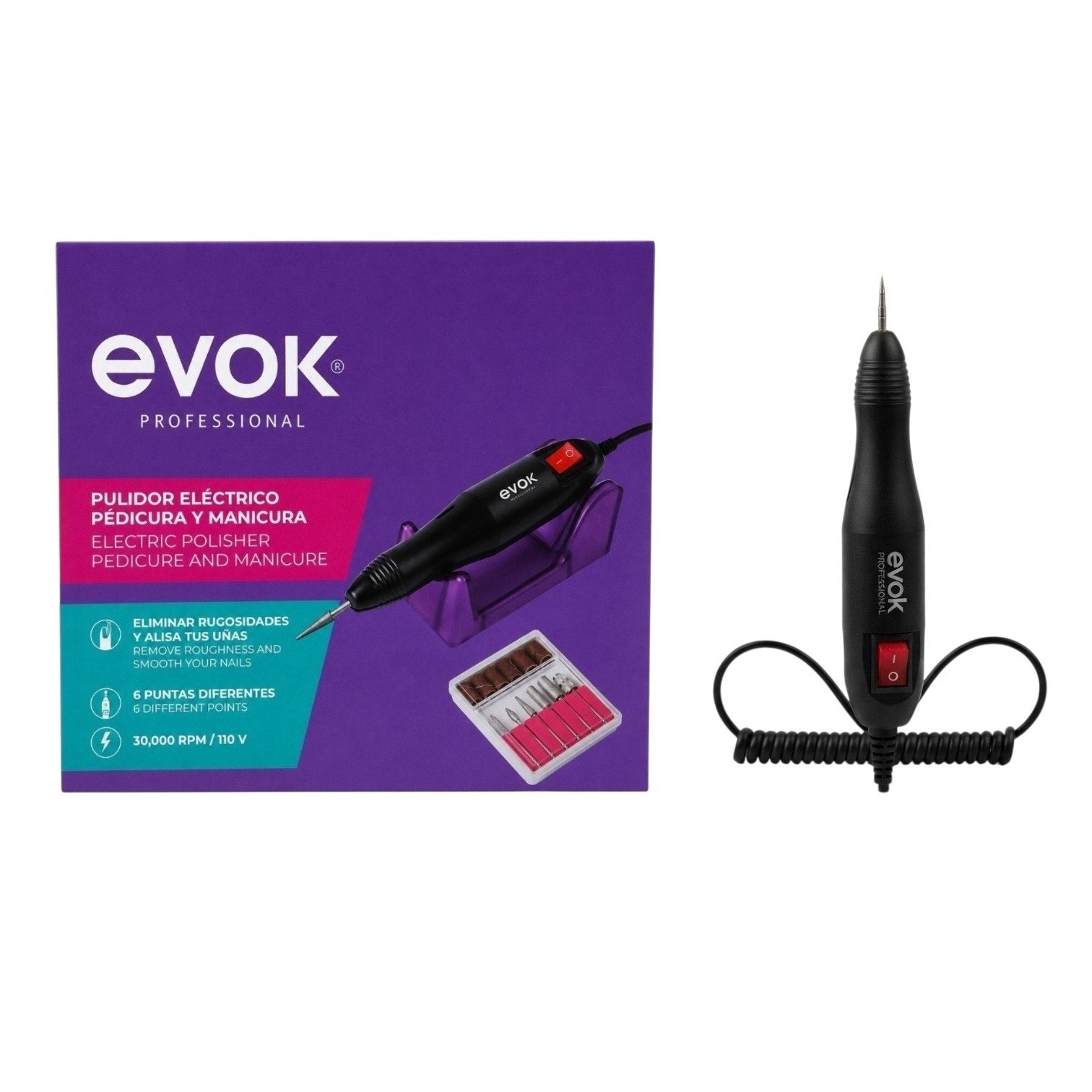 PULIDOR ELECTRICO DE UÑAS TORNO PROFESIONAL DE ALTA PRECISIÓN PARA MANICURA Y PEDICURA EVOK PULIDOR ELÉCTRICO PARA PEDICURA Y MANICURA 110V