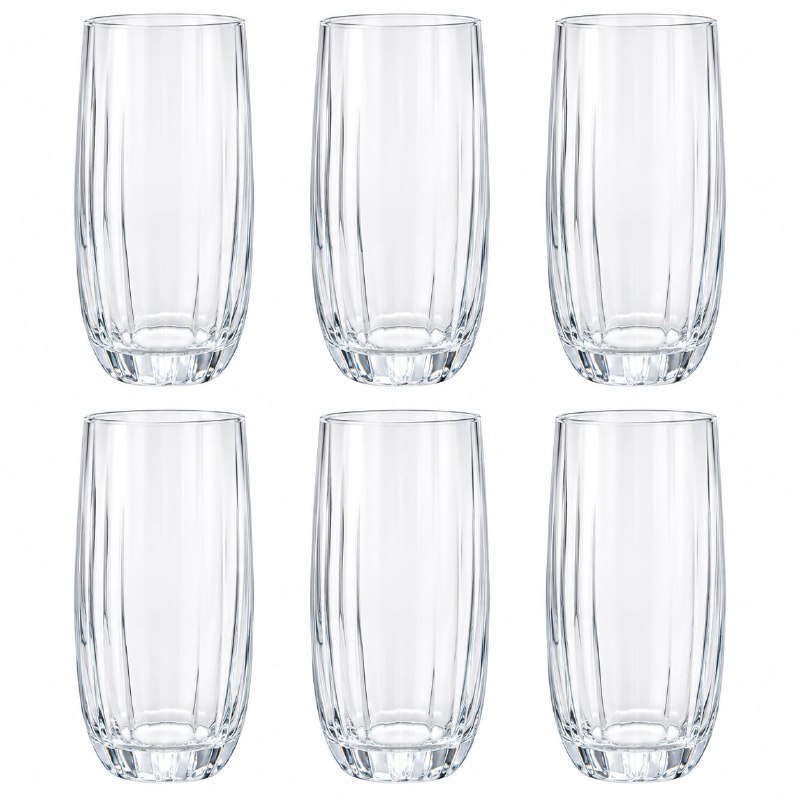 SET DE 6 VASOS ALTOS DE VIDRIO PARA BEBIDAS QING PING GUO 510ML