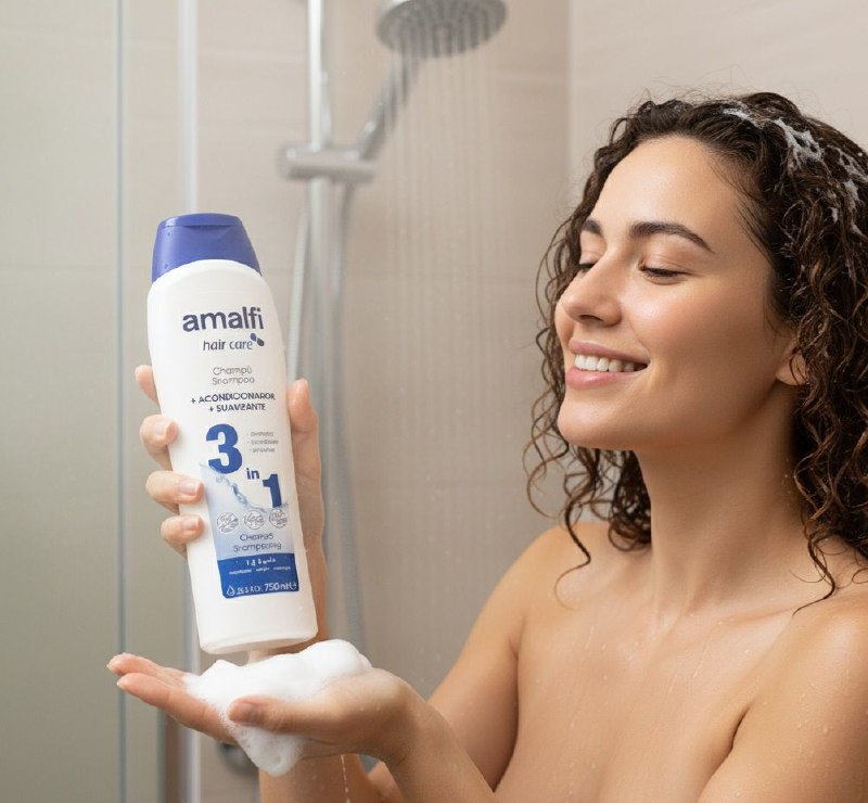 SHAMPOO PARA EL CABELLO 3 EN 1 SUAVIZANTE AMALFI 750ML