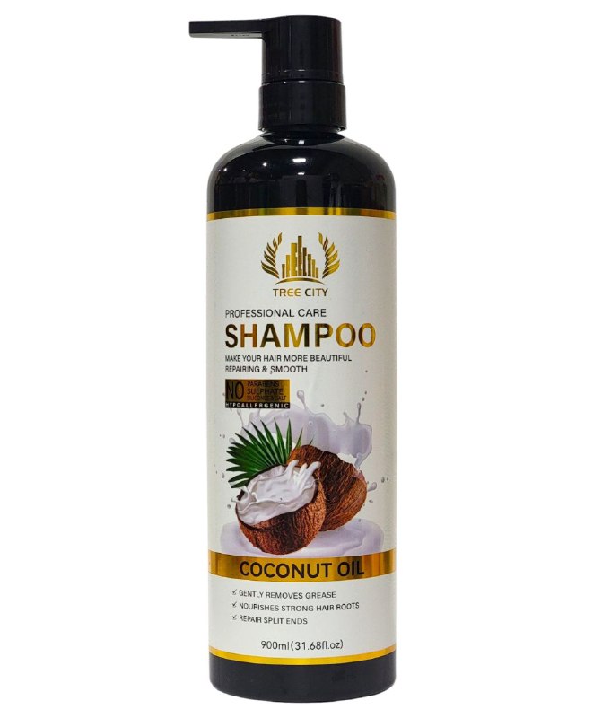 SHAMPOO NUTRITIVO HIPOALERGENICO CON ACEITE DE COCO NATURAL TREE CITY 900ML