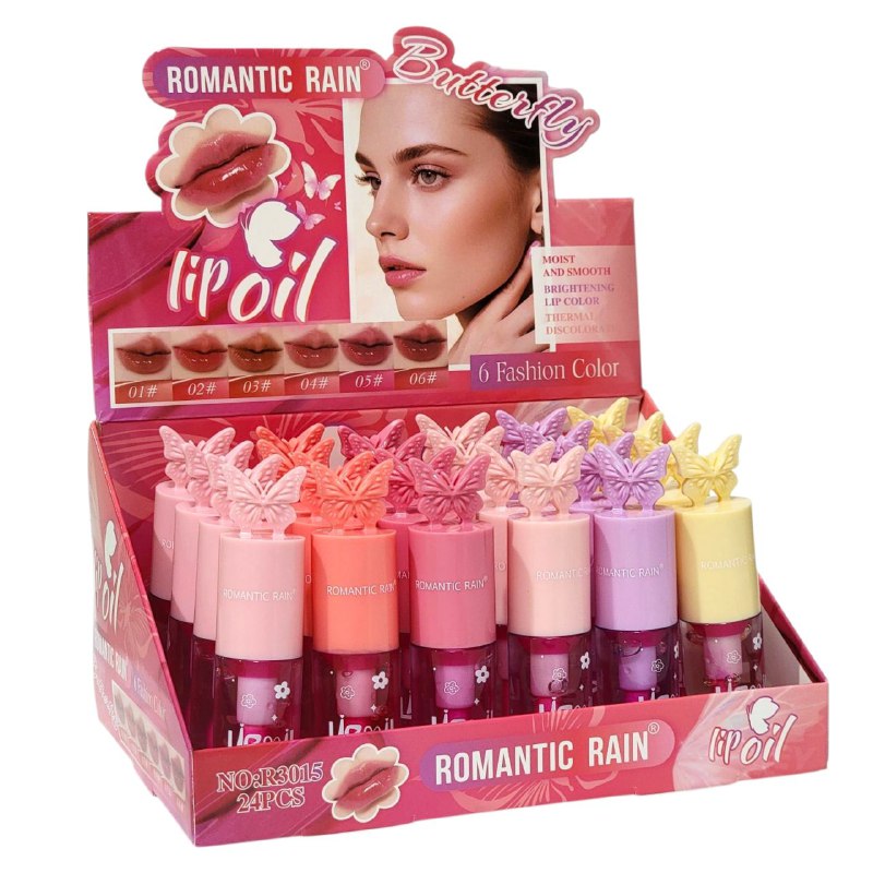 BRILLO LABIAL EN ACEITE LIP HIDRATANTE SUAVE, LA SOLUCION PERFECTA PARA LABIOS RADIANTES Y SALUDABLES, CON ACABADO HUMEDO Y SUAVE QUE REALZA NATURALMENTE LOS LABIOS ROMANTIC RAIN 6 TONOS
