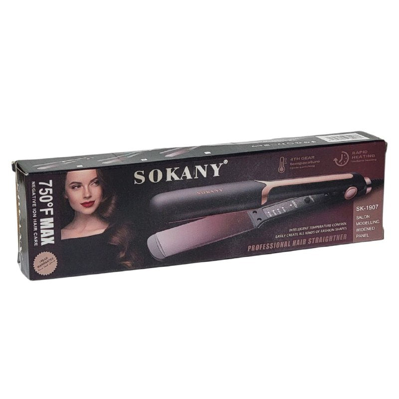 PLANCHA PARA EL CABELLO PROFESIONAL DE ALTA TEMPERATURA 180C MODELO SK-1907 SOKANY 30CM