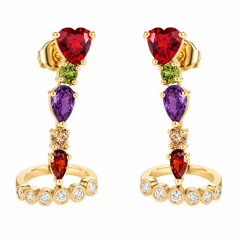 PIERCING DE ENCHAPE PARA DAMA COLGANTE CON CRISTALES MULTICOLOR Y CORAZON 3CM
