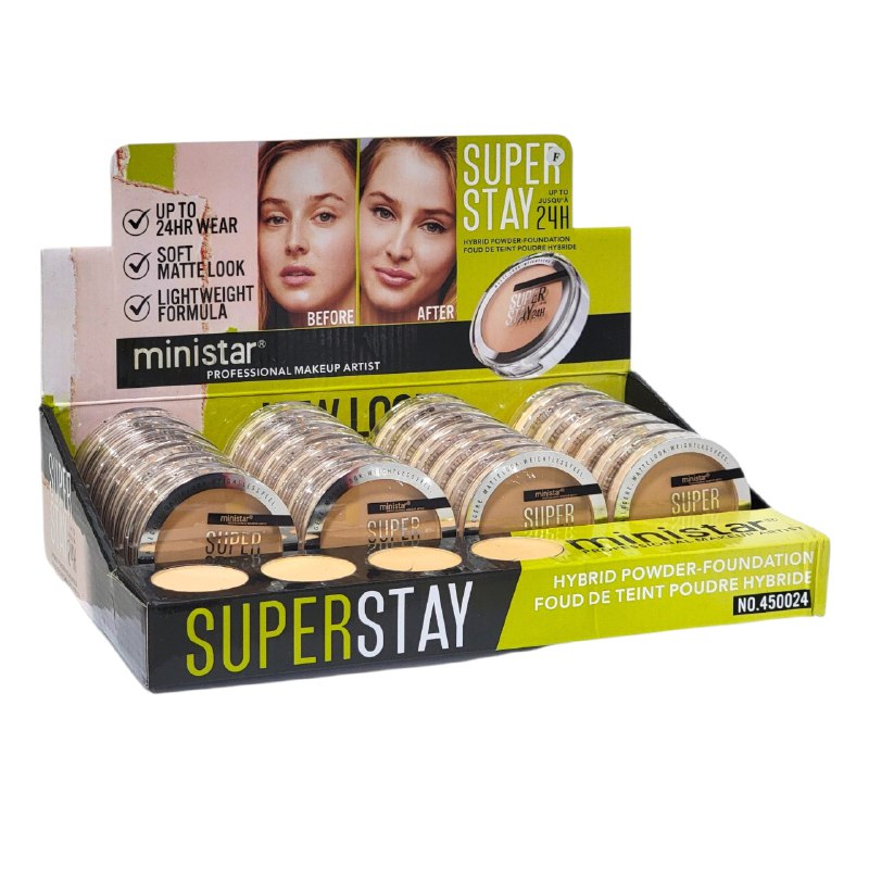 BASE DE MAQUILLAJE EN POLVO HIBRIDA ASPECTO MATE DE LARGA DURACION MINISTAR 8G (DUPE DE MAYBELLINE)