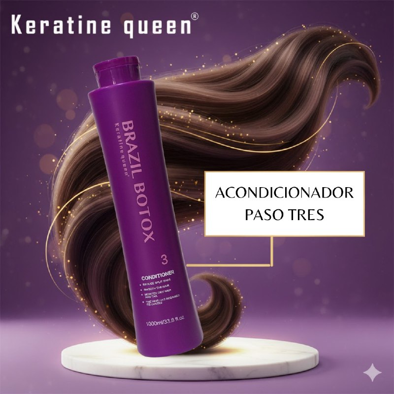 ACONDICIONADOR BOTOX NATURAL MANTENIMIENTO DE TRATAMIENTO CON QUERATINA BRASILEÑA PASO 3 KERATINE QUEEN 1000ML