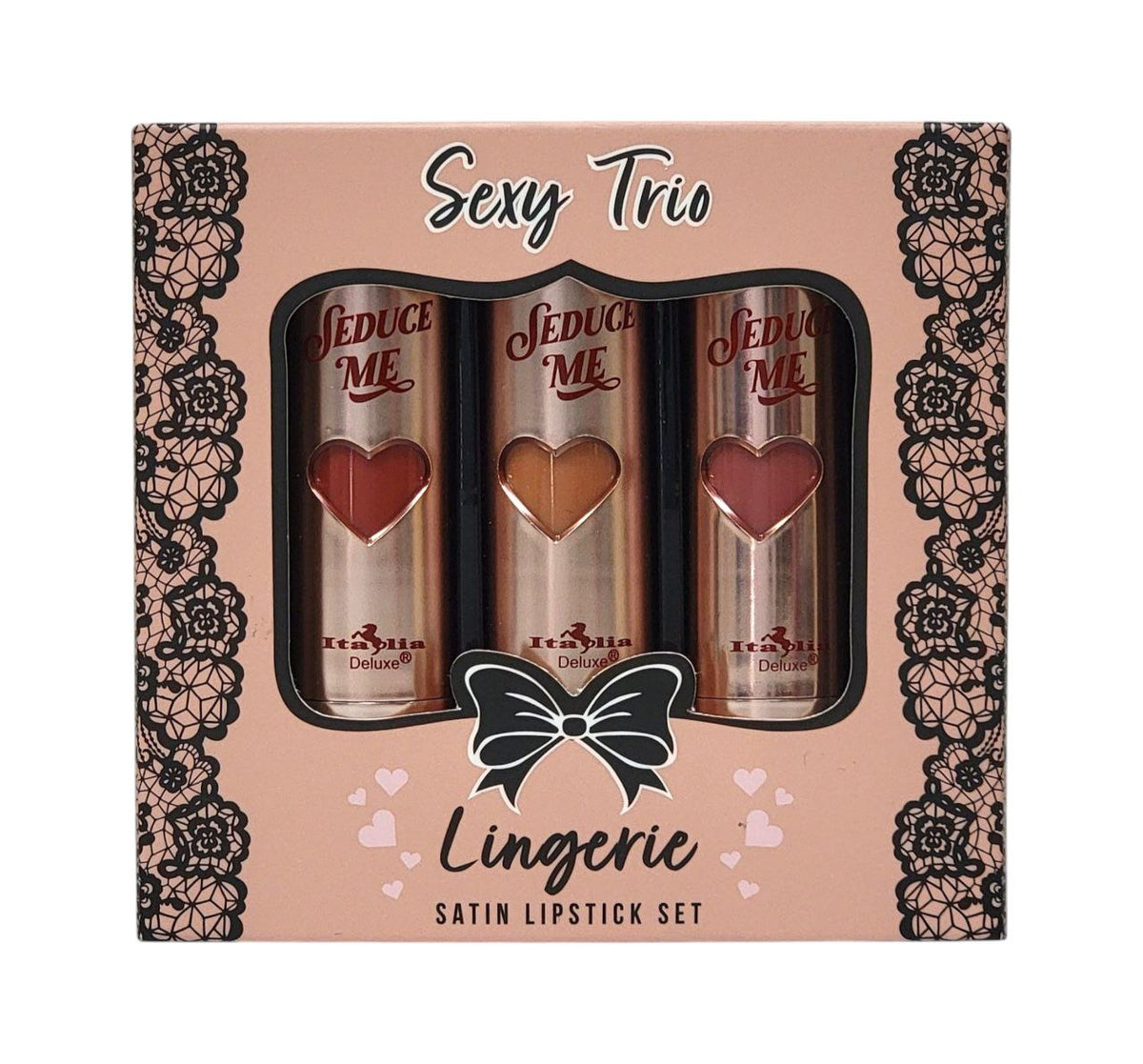 BRILLO LABIAL EN SET TRIO DE LAPICES LABIAL SATINADOS ITALIA DELUXE SEXY TRIO LINGERIE 13OZX3