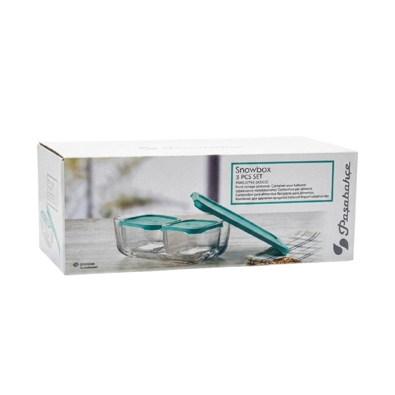 RECIPIENTES HERMETICOS DE VIDRIO EN SET DE 3 PIEZAS PARA COMIDA SNOWBOX