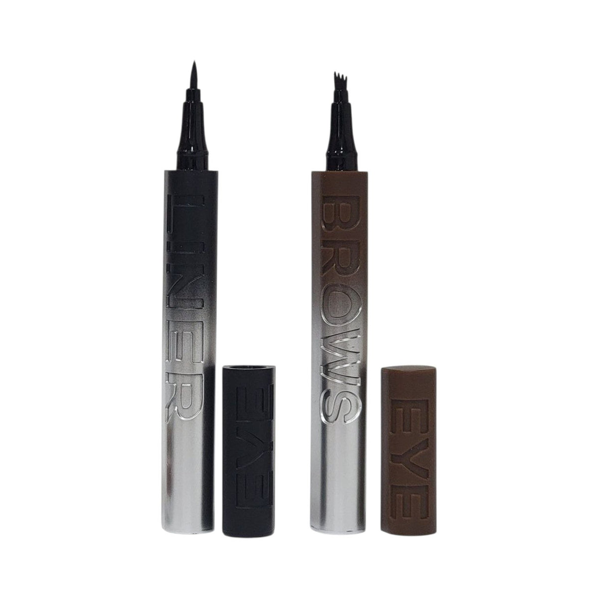 DELINEADOR DE OJOS FINO COLOR NEGRO, RESISTENTE AL AGUA Y LAPIZ DE CEJAS DE 4 PUNTAS COLOR CAFE, RESISTENTE AL AGUA KARITE 1G+1G