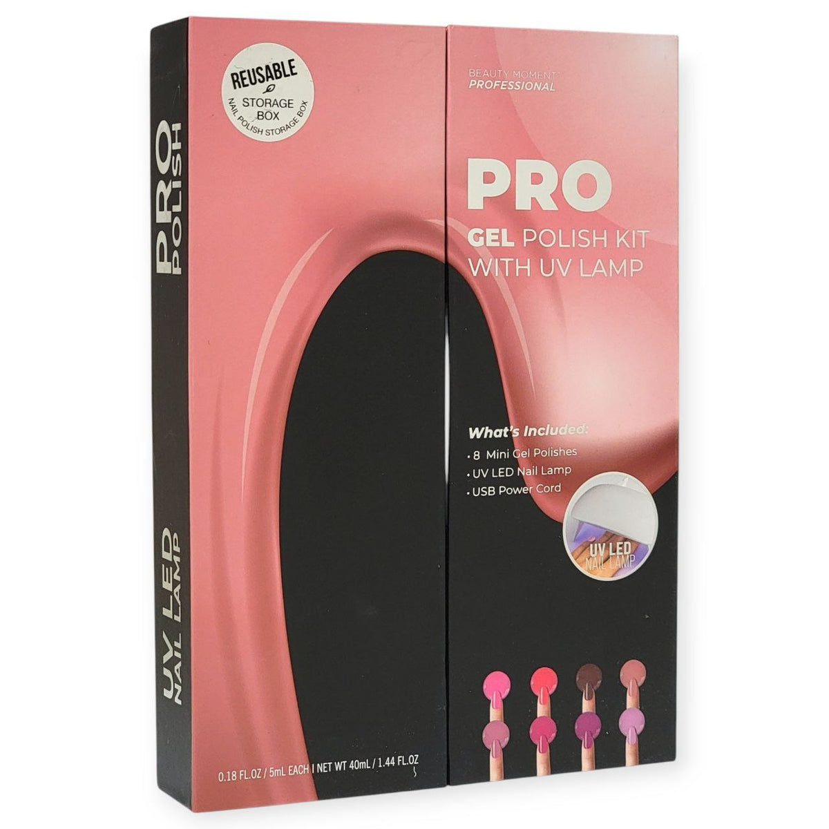 SET DE ESMALTES DE GEL PROFESIONALES CON LAMPARA LED BEAUTY MOMENT 5MLX8