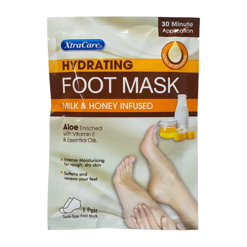 MASCARILLA PARA PIES HIDRATANTE CON EXTRACTO DE LECHE Y MIEL XTRACARE 1 PAR