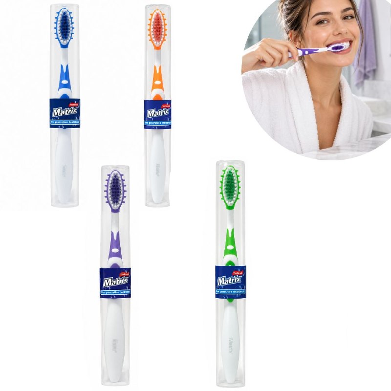 CEPILLO DE DIENTES DE LIMPIEZA PROFUNDA CON TAPA PROTECTORA MATRIX 19CM