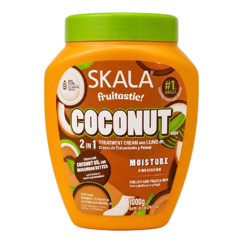 TRATAMIENTO CAPILAR EN CREMA 2 EN 1 DE COCO QUE NUTRE E HIDRATA EL CABELLO SECO Y OPACO SKALA 1000G
