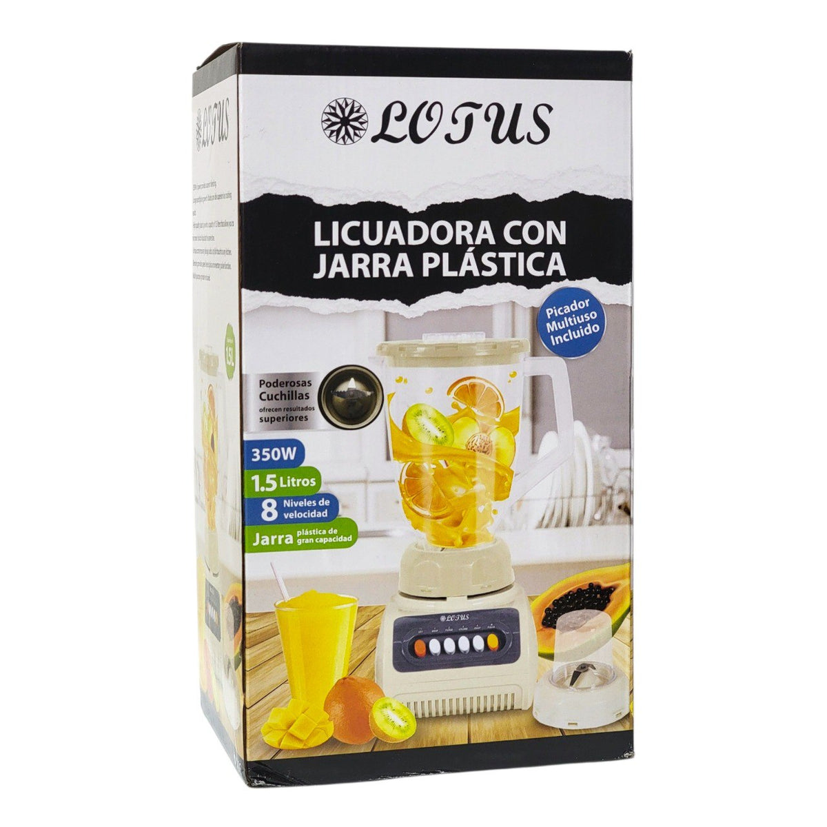 LICUADORA DE ALTA POTENCIA CON PICADOR MULTIUSO LOTUS 1.5L