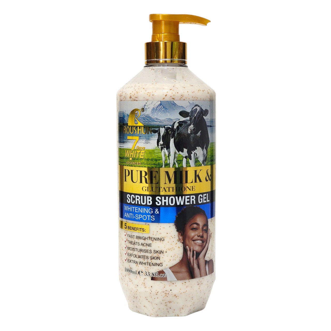 GEL DE DUCHA DE LECHE PURA Y GLUTATION HIDRATANTE Y BLANQUEADOR ROUSHU