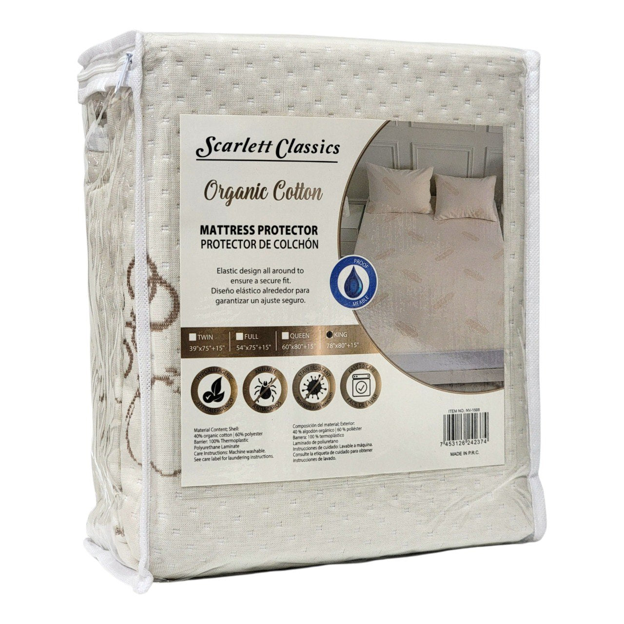 PROTECTOR DE COLCHON KING SCARLET CLASSICS 198X203+38CM