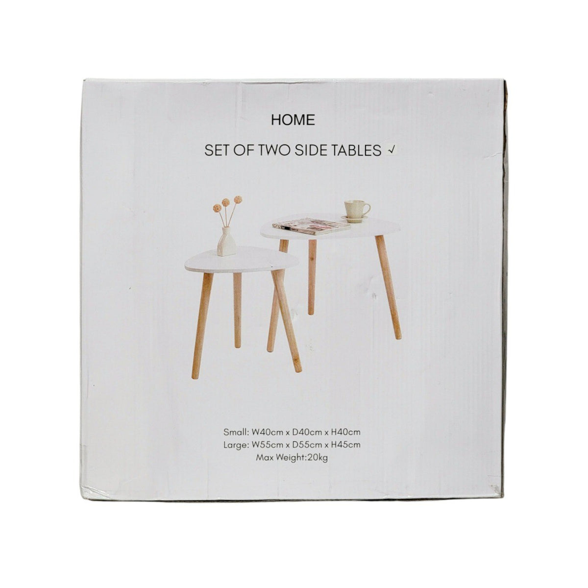 MESA LATERAL EN SET DE 2 DECORATIVAS CON SUPERFICIE BLANCA