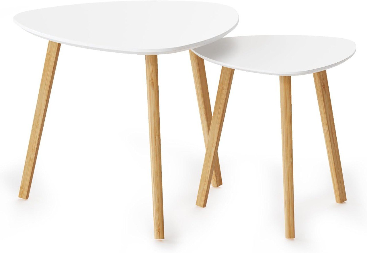 MESA LATERAL EN SET DE 2 DECORATIVAS CON SUPERFICIE BLANCA