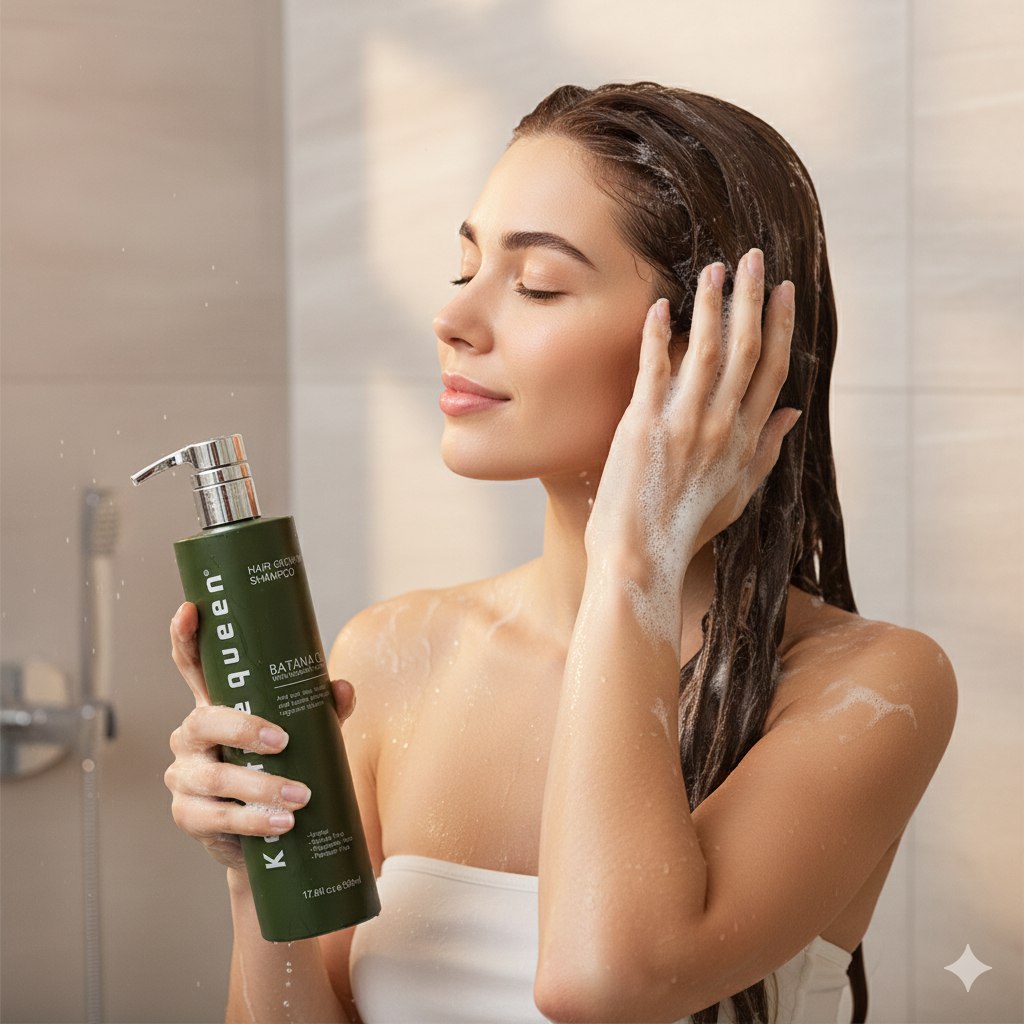 SHAMPOO PARA CRECIMIENTO DEL CABELLO CON ACEITE DE BATANO Y EXTRACTO DE ROMERO KERATINE QUEEN 500ML
