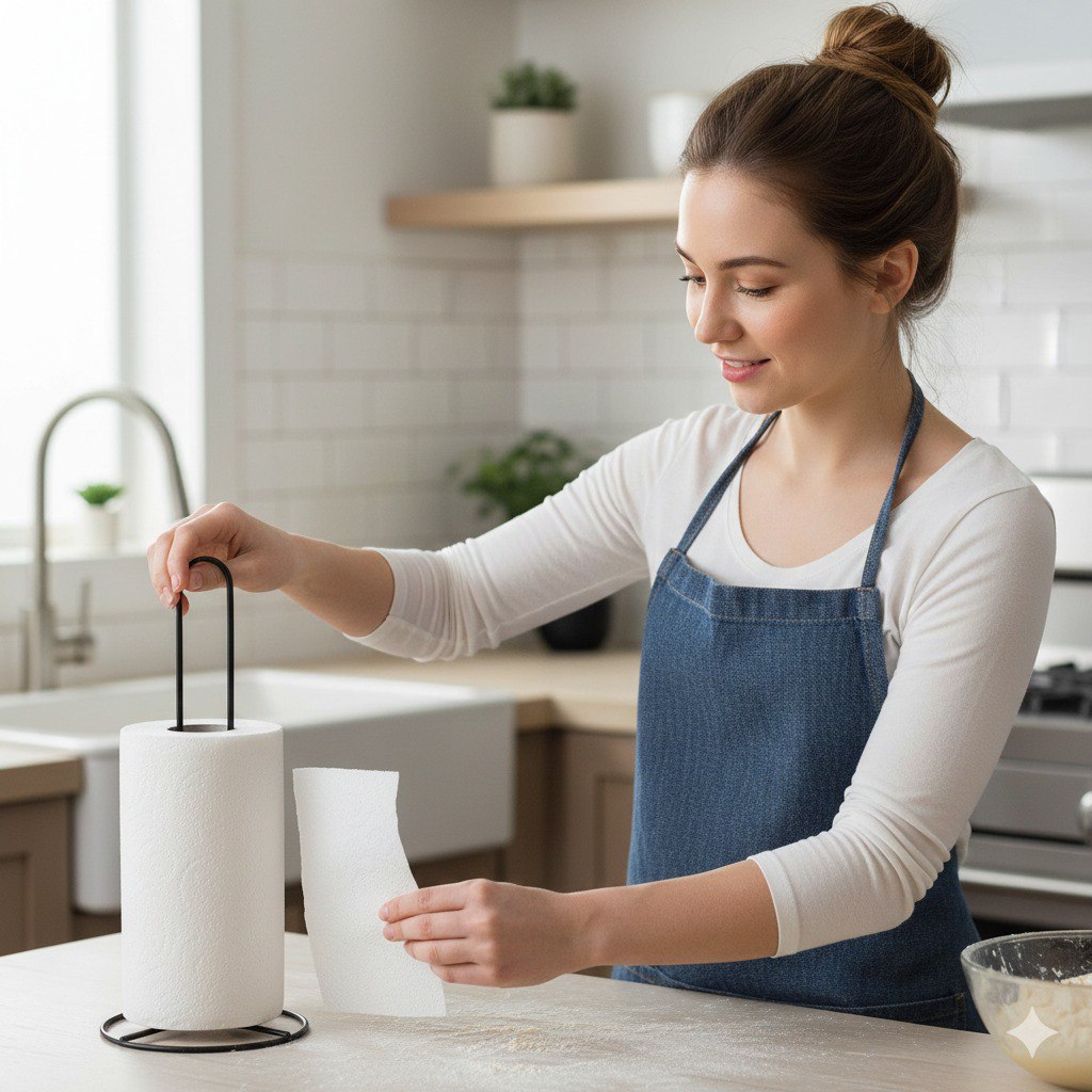 SOPORTE VERTICAL PARA PAPEL TOALLA DE COCINA DE METAL NEGRO MATE 32CM