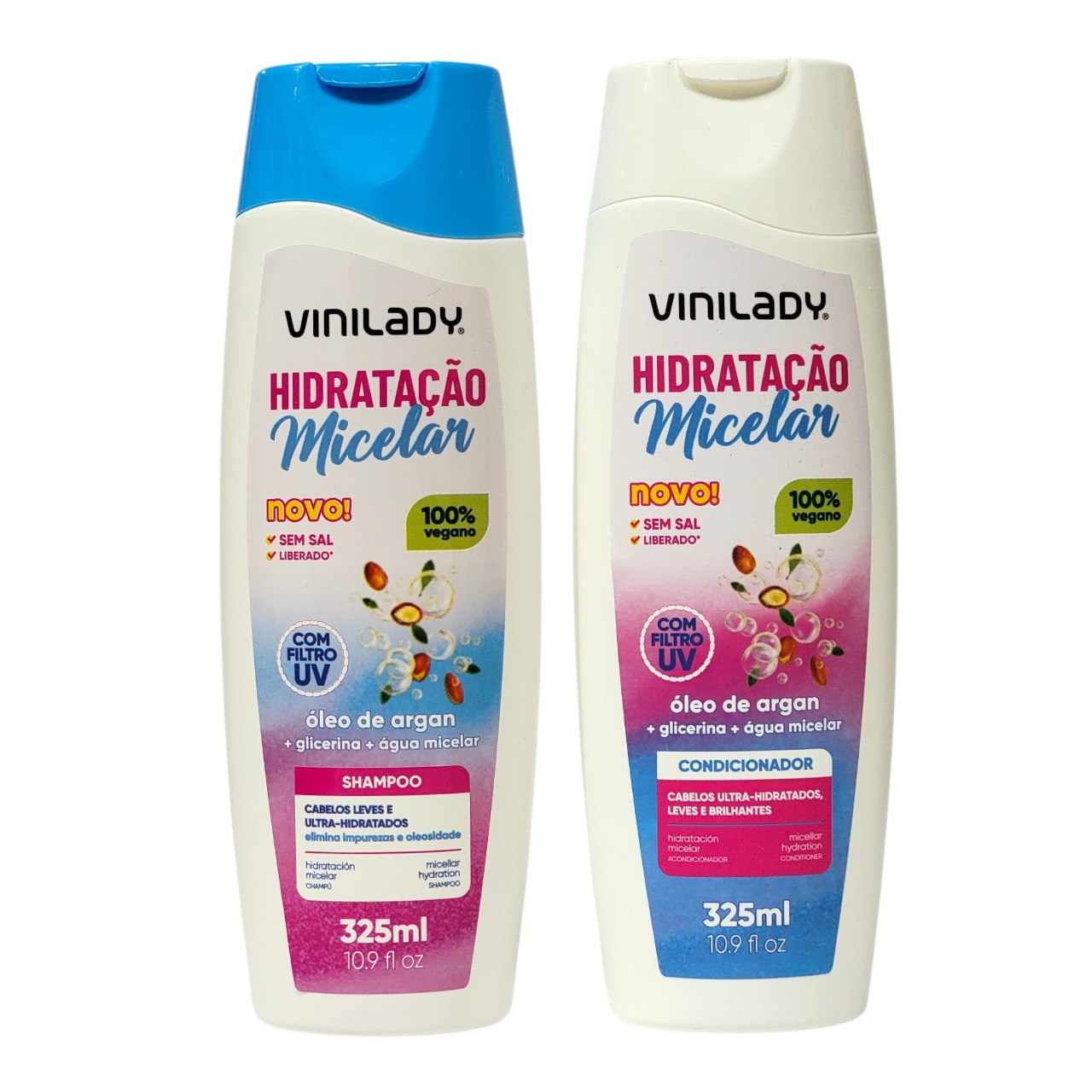 SET DE SHAMPOO Y ACONDICIONADOR HIDRATACIÓN MICELAR VINILADY 325ML X 2PCS