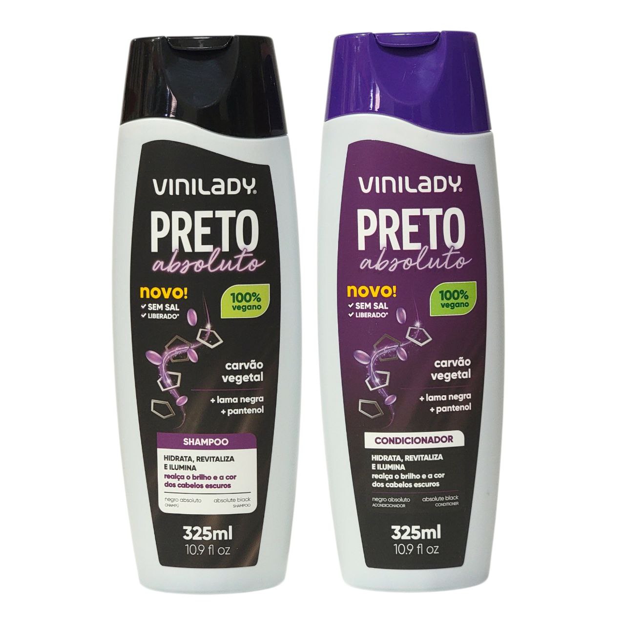 SET DE SHAMPOO Y ACONDICIONADOR PRETO ABSOLUTO VINILADY 325ML X 2PCS