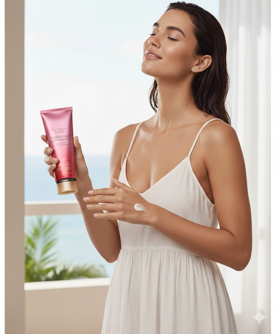 VICTORIAS SECRET CREMA STRAWBERRIES Y CHAMPAGNE 236ML (M)