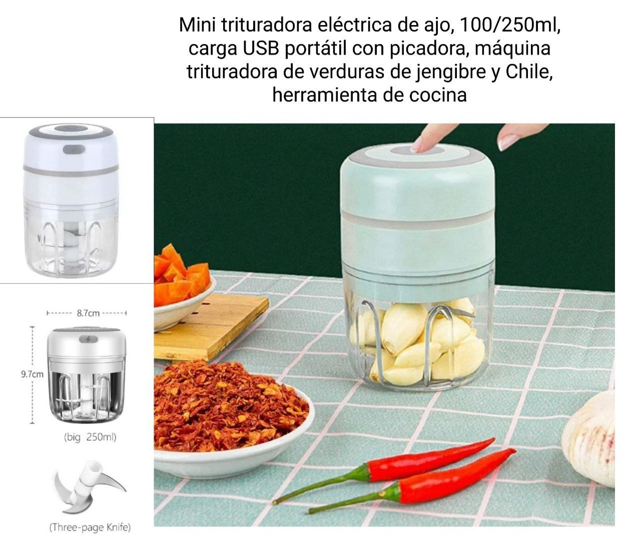 CORTADOR PICADOR DE ALIMENTOS PORTATIL INALAMBRICO
