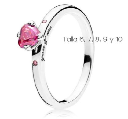 PANI1571 UNICO # 10 ANILLO PIEDRA EN FORMA DE CORAZON ROJO, PLATA 925