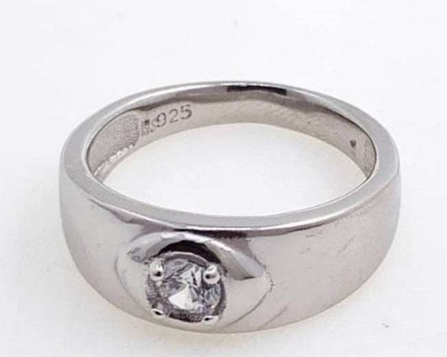 PANI971 ANILLO CABALLERO PIEDRA BLANCA, PLATA 925
