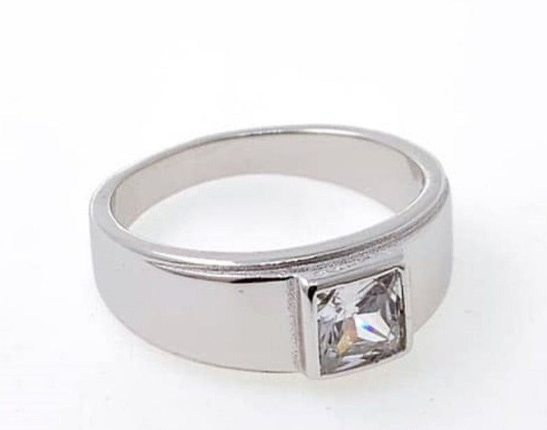 PANI978 ANILLO CABALLERO PIEDRA BLANCA, PLATA 925