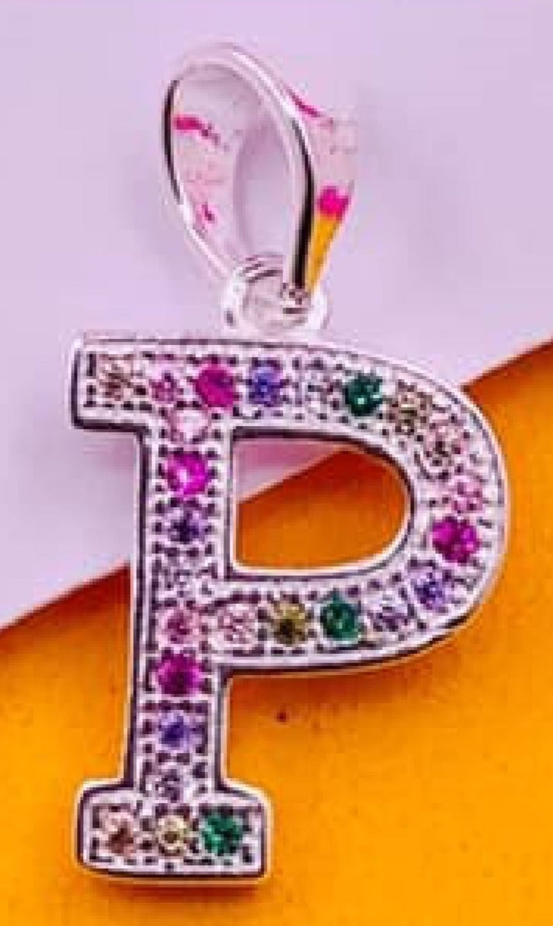 PDIJE1056 LETRA P CIRCONES DE COLORES PLATA 925
