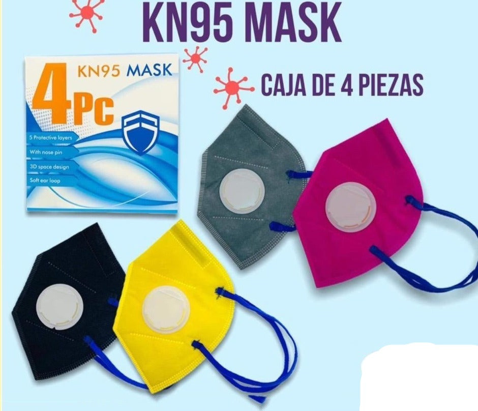 MASCARILLA KN95 CON VALVULA PAQUETE DE 4 UNIDADES