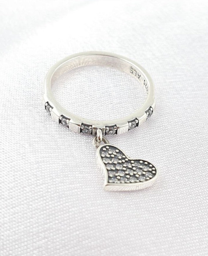 PANI1605 ANILLO CORAZON COLGANTE, PLATA 925