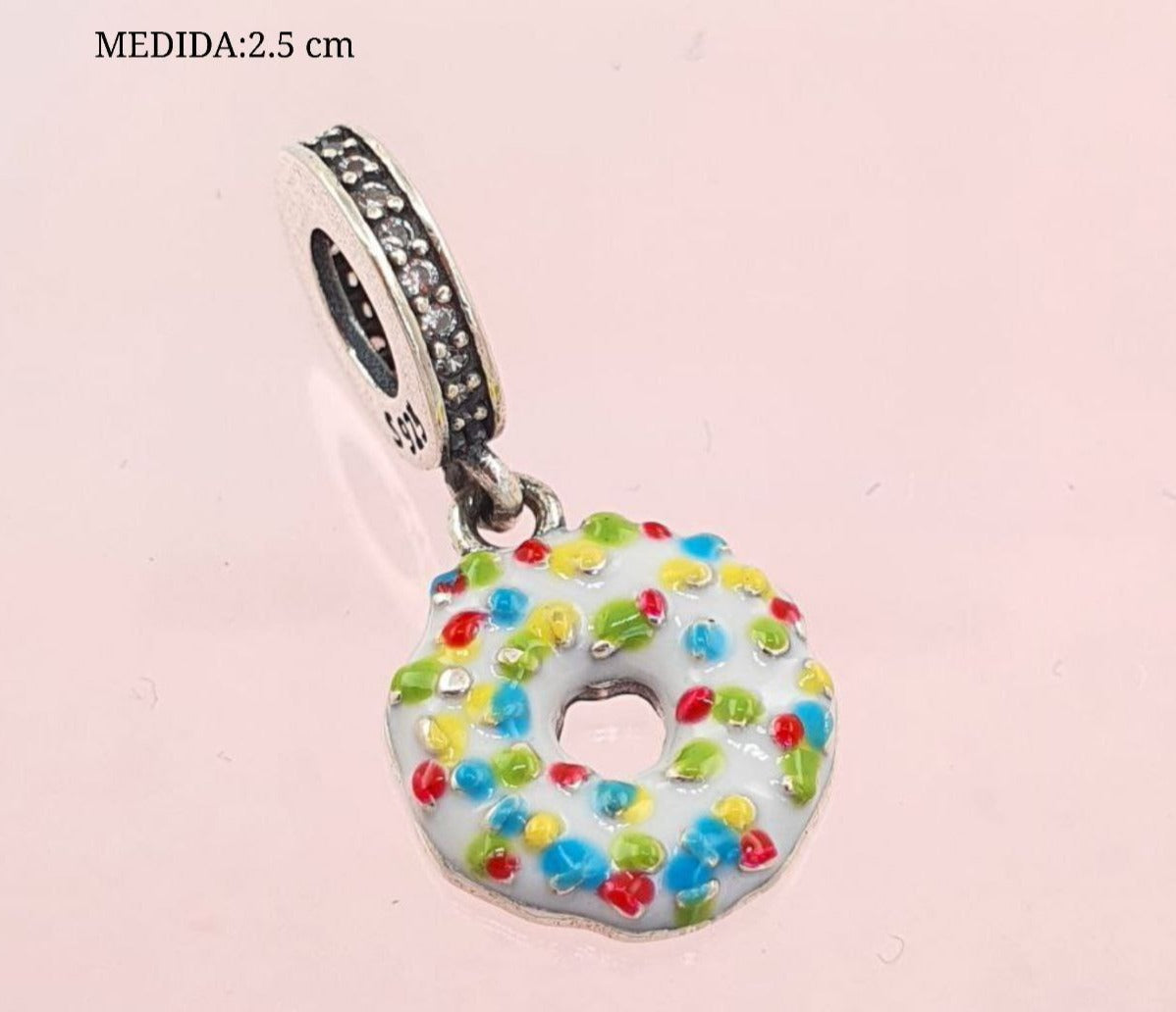 PCHARM2685#1 COLGANTE DE DONA DE CHOCOLATE BLANCO
