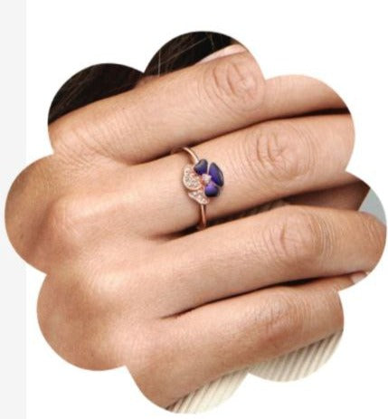 PANI1846 ANILLO GOLD ROSE PANDORA FLOR MORADA, PLATA 925
