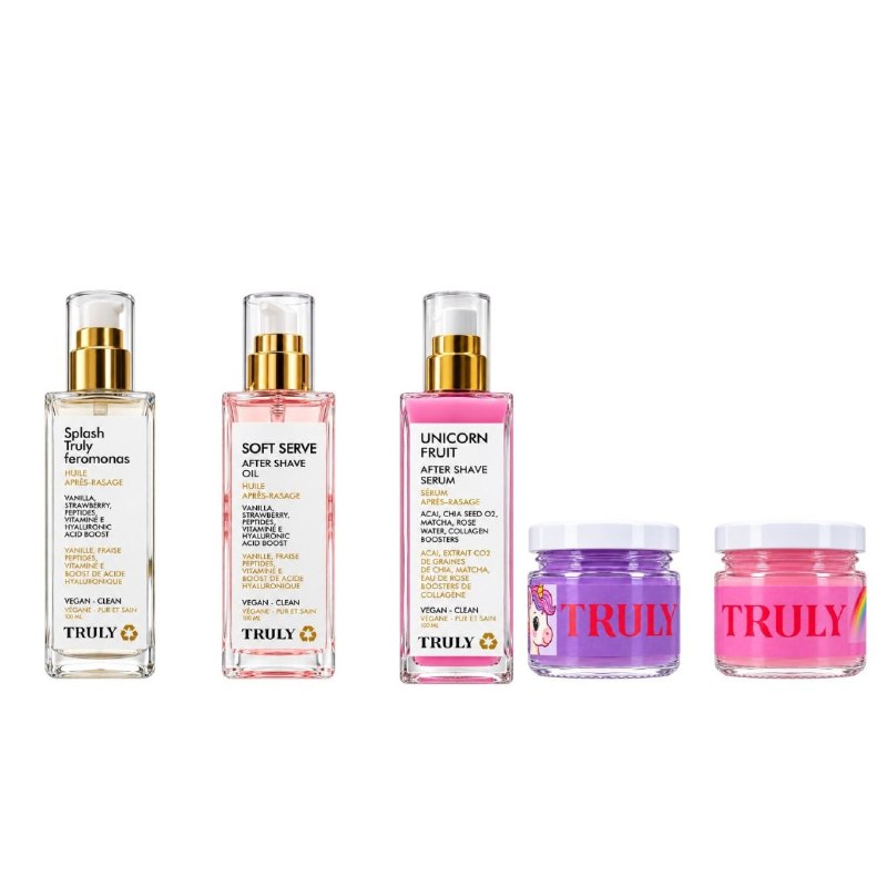 SET DE CUIDADO CORPORAL PARA DESPUES DE AFEITAR CON FEROMONAS HIDRATANTE Y CON FRAGANCIA TRULY 5PCS