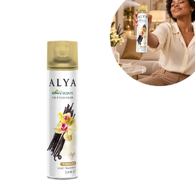 AMBIENTADOR AROMATIZANTE EN SPRAY CON AROMA VAINILLA ALYA 300ML