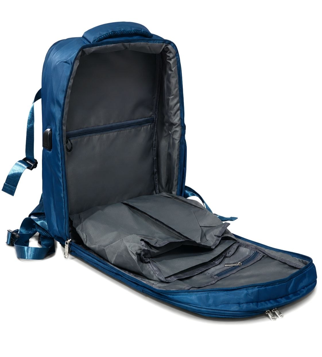 MOCHILA DE VIAJE ECONÓMICA MORRAL INTELIGENTE PARA EQUIPAJE DE MANO CON COMPARTIMENTO PARA LAPTOP Y CALZADO SOFIA ZUL 31X35X20 CM / 3 COLORES